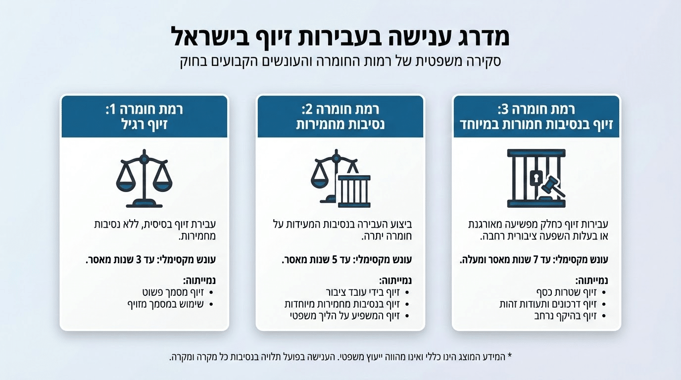 מהו העונש על עבירות זיוף בישראל