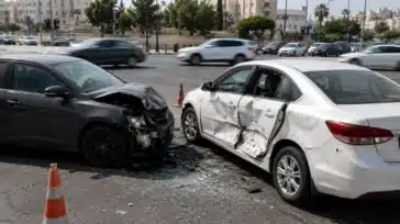 תאונת דרכים בצומת — שני רכבים פגועים, ראיות בזירה